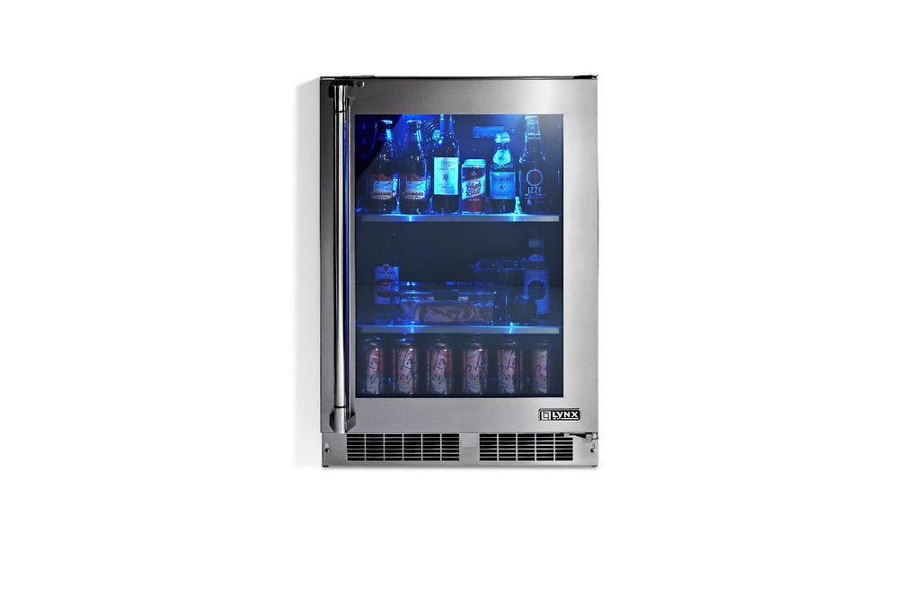 Lynx LN24REFGR Lynx 24" Outdoor  Refrigerator, Right Hinge - Stainless frame glass door