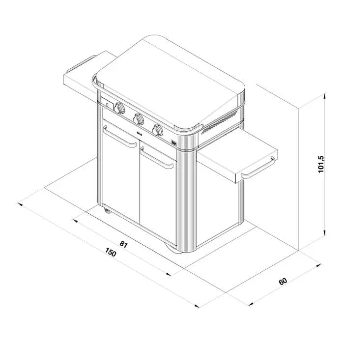 Eno 570382588801 | Gas Cylinder Cart with Utensil Bar and Foldable Shelves