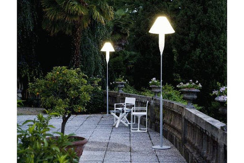 BONHEUR FLOOR LAMP WHITE Bonheur Floor Lamp, white matte polymer with deep grey base, designed for ou