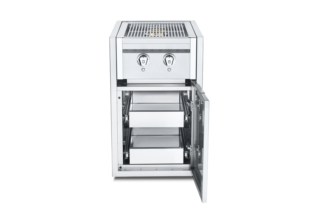 Crown Verity IBISC-SB-SIBULK-2D-LT INFINITE SERIES SMALL BUILT IN CABINET WITH DUAL SIDE BURNER AND TWO SINGLE DRAWERS, WITH LIGHT PACKAGE, (BULK TANK ONLY) LP