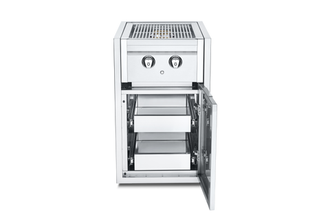 Crown Verity IBISC-SBNG-2D INFINITE SERIES SMALL BUILT IN CABINET WITH DUAL SIDE BURNER AND TWO SINGLE DRAWERS, NG