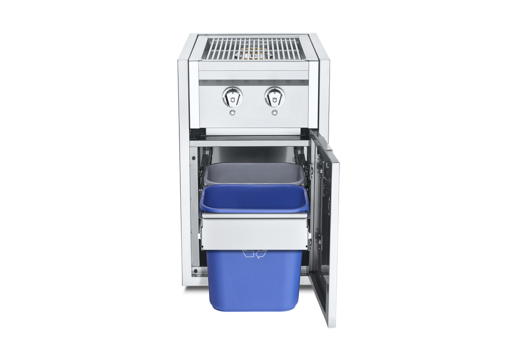 Crown Verity IBISC-SBNG-GH-LT INFINITE SERIES SMALL BUILT IN CABINET WITH DUAL SIDE BURNER AND GARBAGE HOLDER WITH BINS, WITH LIGHT PACKAGE, NG