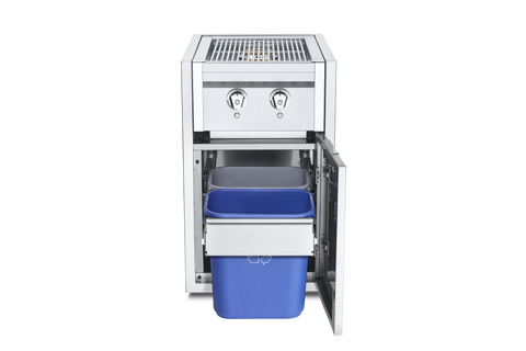 Crown Verity IBISC-SBNG-GH-LT INFINITE SERIES SMALL BUILT IN CABINET WITH DUAL SIDE BURNER AND GARBAGE HOLDER WITH BINS, WITH LIGHT PACKAGE, NG