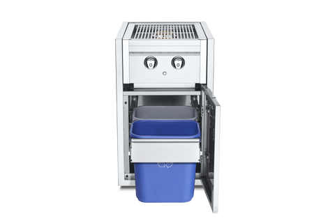 Crown Verity IBISC-SB-SIBULK-GH INFINITE SERIES SMALL BUILT IN CABINET WITH DUAL SIDE BURNER AND GARBAGE HOLDER WITH BINS, (BULK TANK ONLY) LP