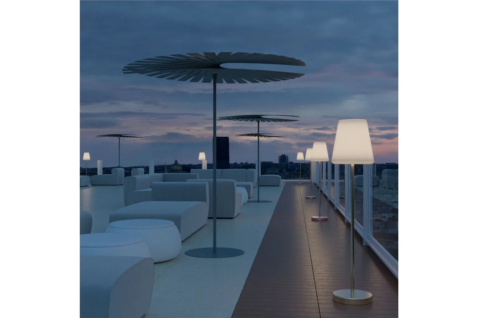 ODETTE FLOOR LAMP BUM, Odette Lamp, Lampshade (linear polyethylene) achieved by rotationalmoulding