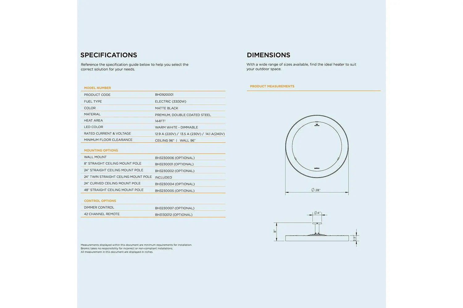 BROMIC Eclipse Smart-Heat Electric Heater | BH0920001-1