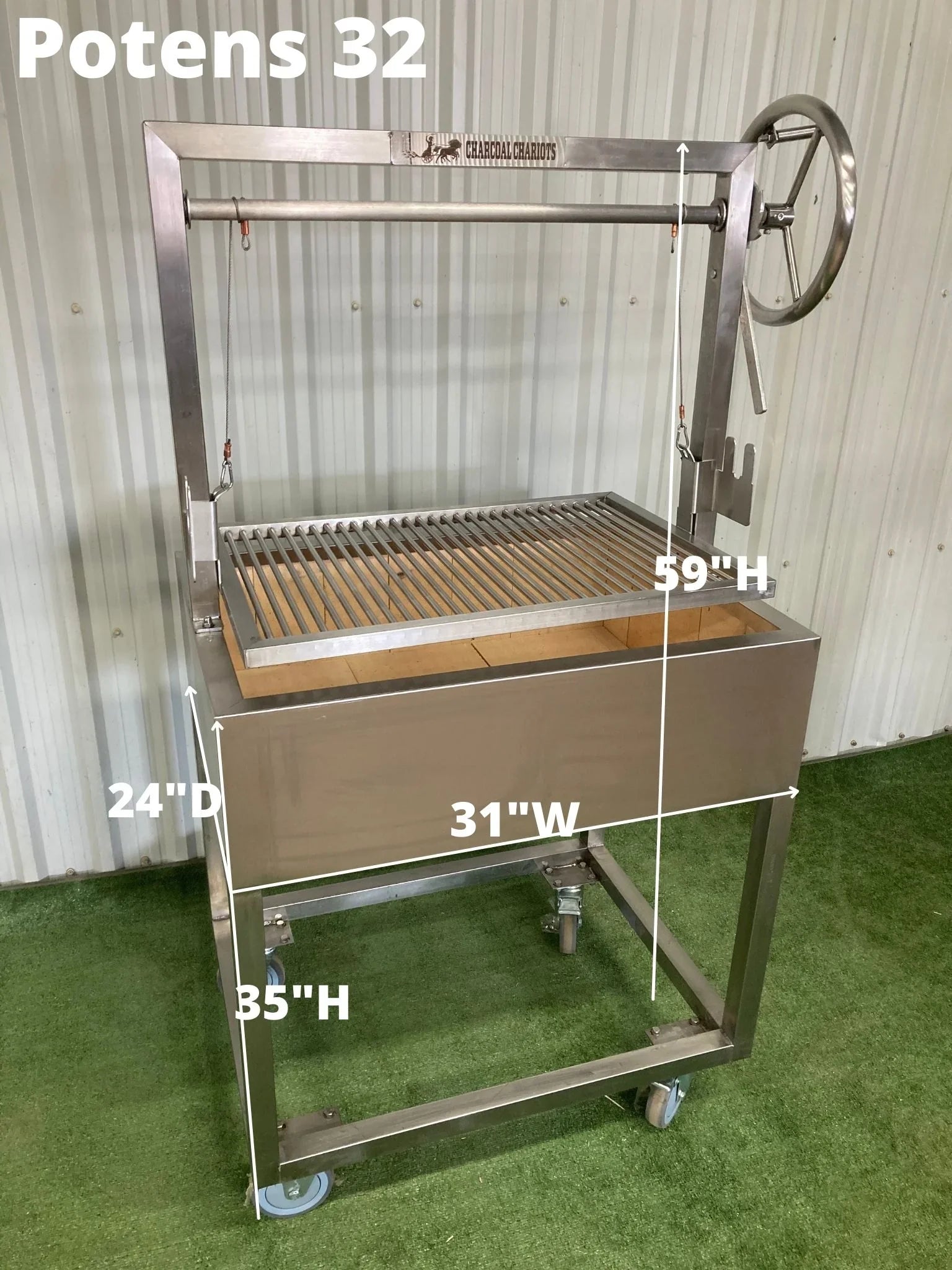 Charcoal Chariots POTENS32 | Argentine-Style Stand-Alone Grill