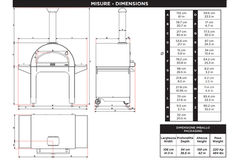 Alfa Ovens FX4PIZ-LRAM 4 PIZZE COPPER OVEN & BASE