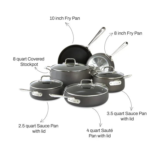 All-clad E113SC64 | HA1 Hard Anodized Nonstick 10-Piece Cookware Set