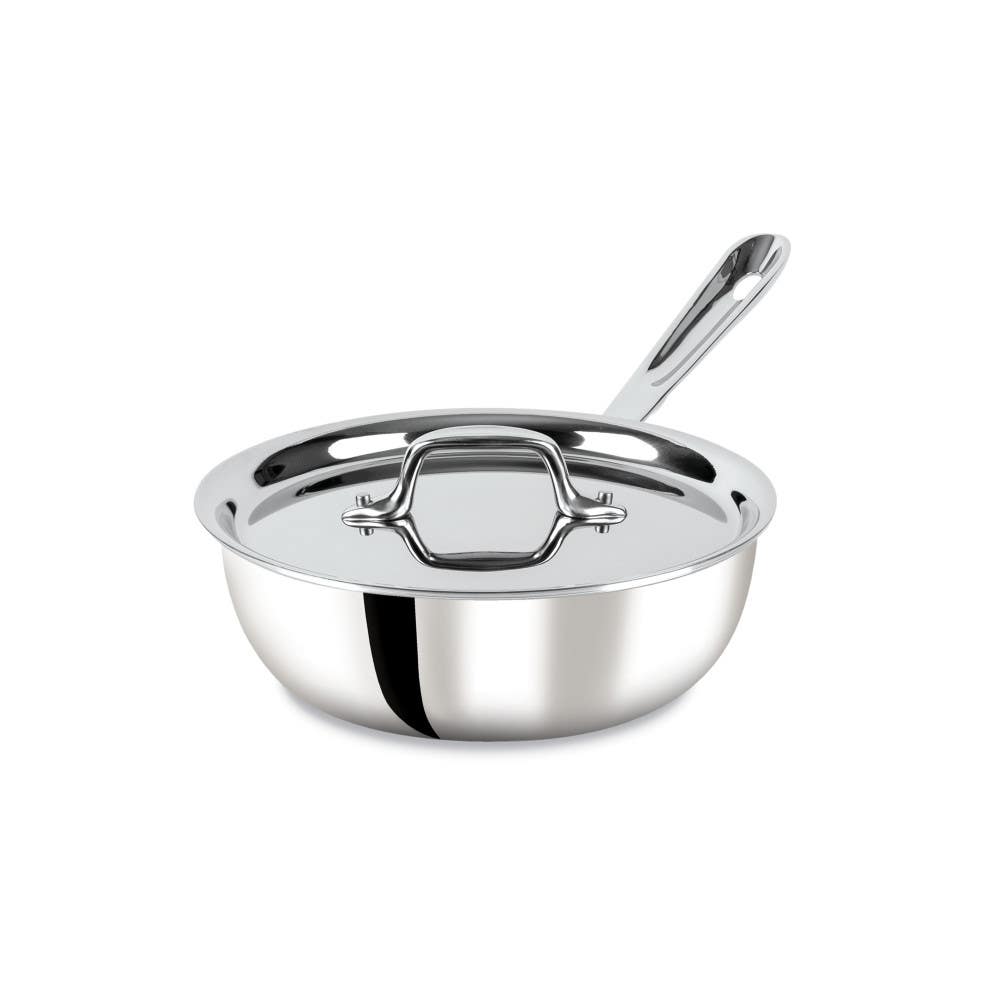 All-Clad D3 Stainless 3-ply Bonded Cookware 2qt Saucier with Lid | 4212R
