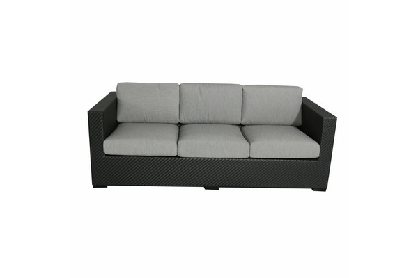 SKYLINE 581 WITH SUNBRELLA Skyline Sofa, all weather resin wicker fishbone weave, powder coated aluminu