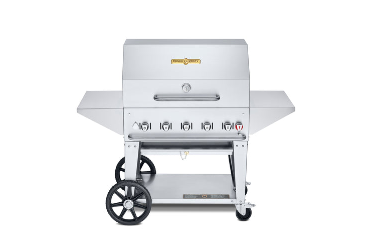 Crown Verity CV-MCB-36PRO Professional Series, Mobile Outdoor Charbroiler, 36 in  Grill Package, LP gas, 3