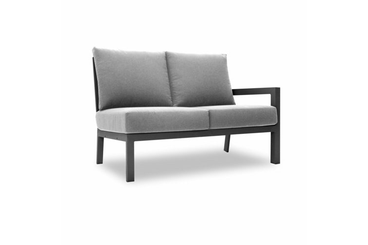 CITY VIEW 02L WITH SUNBRELLA CUSHIONS City View Left Module, welded, black powder coated aluminum frame, includes