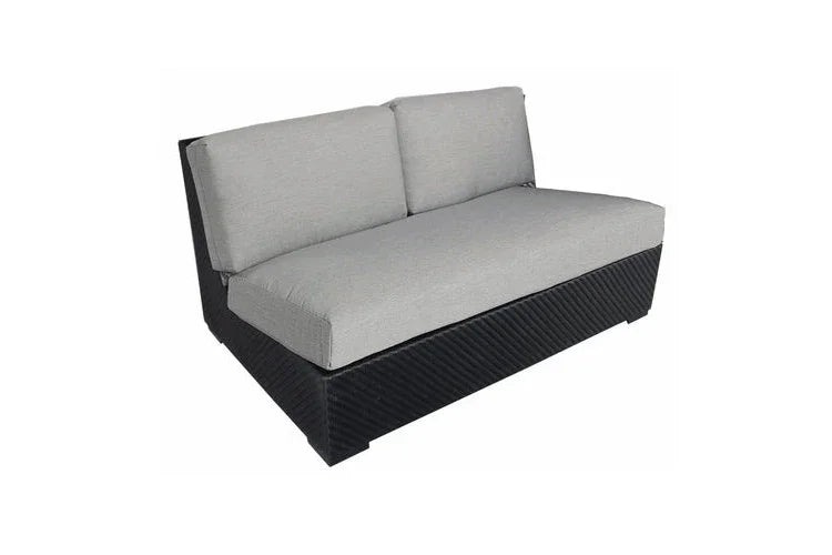 SKYLINE 02A WITH SUNBRELLA Skyline Sectional Module, all weather resin wicker fishbone weave, powder co