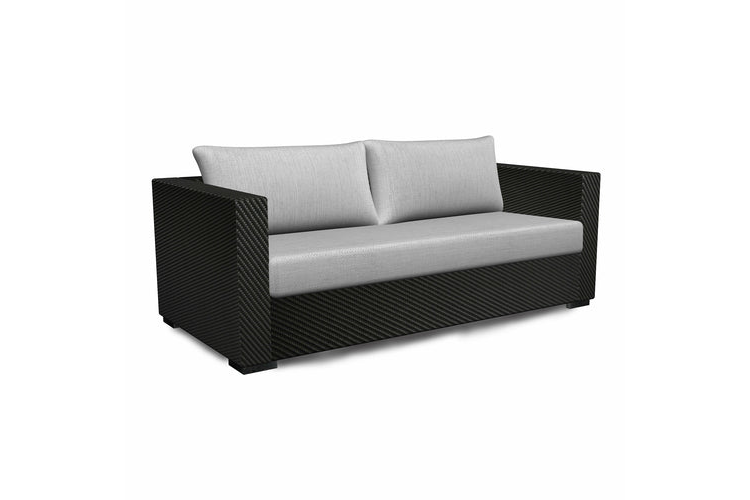 SKYLINE 582 WITH SUNBRELLA Skyline Love Seat, all weather resin wicker fishbone weave, powder coated al