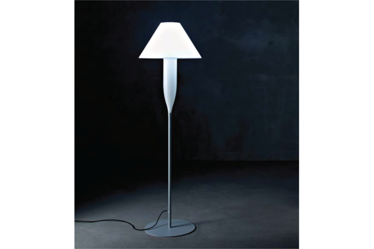 BONHEUR FLOOR LAMP WHITE Bonheur Floor Lamp, white matte polymer with deep grey base, designed for ou