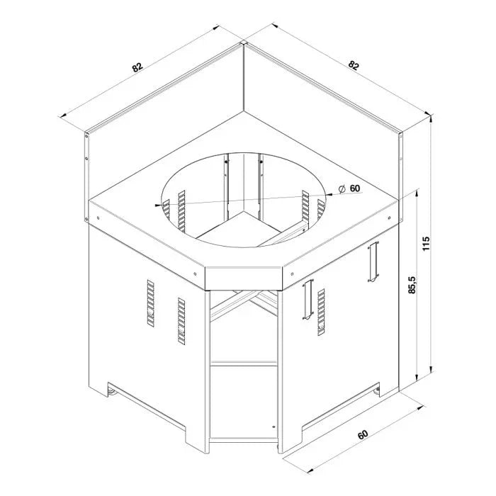ENO PMOD7009 | Modulo Corner Cabinet with Kamado Grill Recess