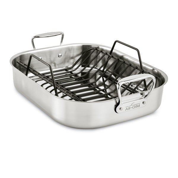 All-Clad Gourmet Accessories Large Stainless Steel Roaster w Rack, 16 x 13 inch | E752C264