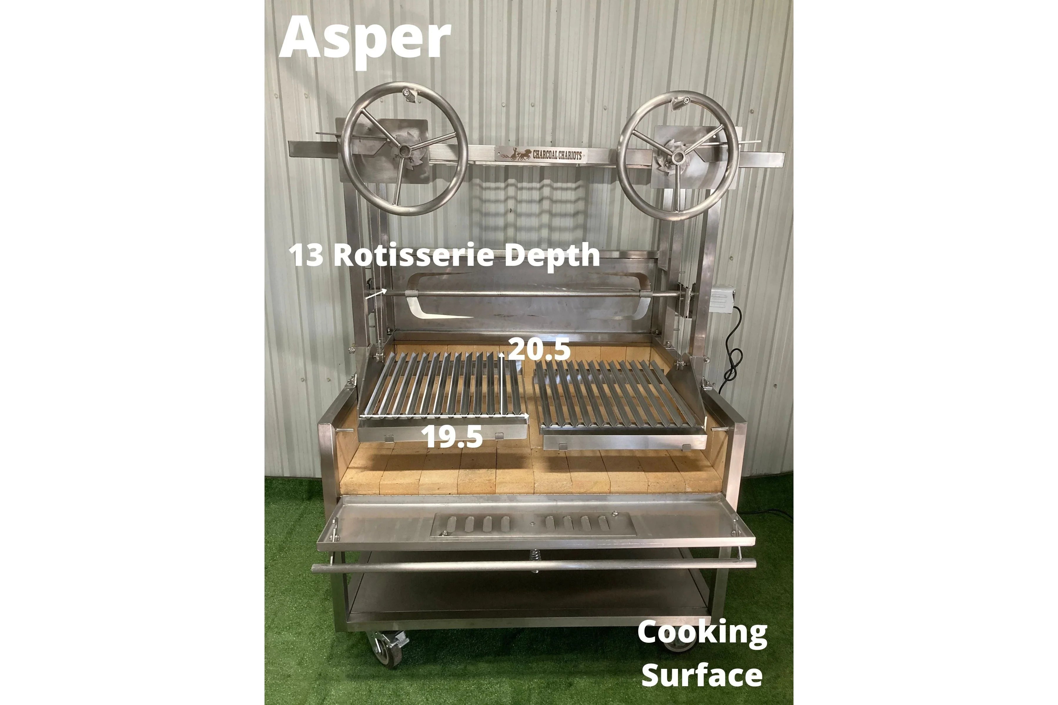 Charcoal Chariots ASPER | Ultimate Live-Fire Grill with Adjustable Grates and Pig Roast
