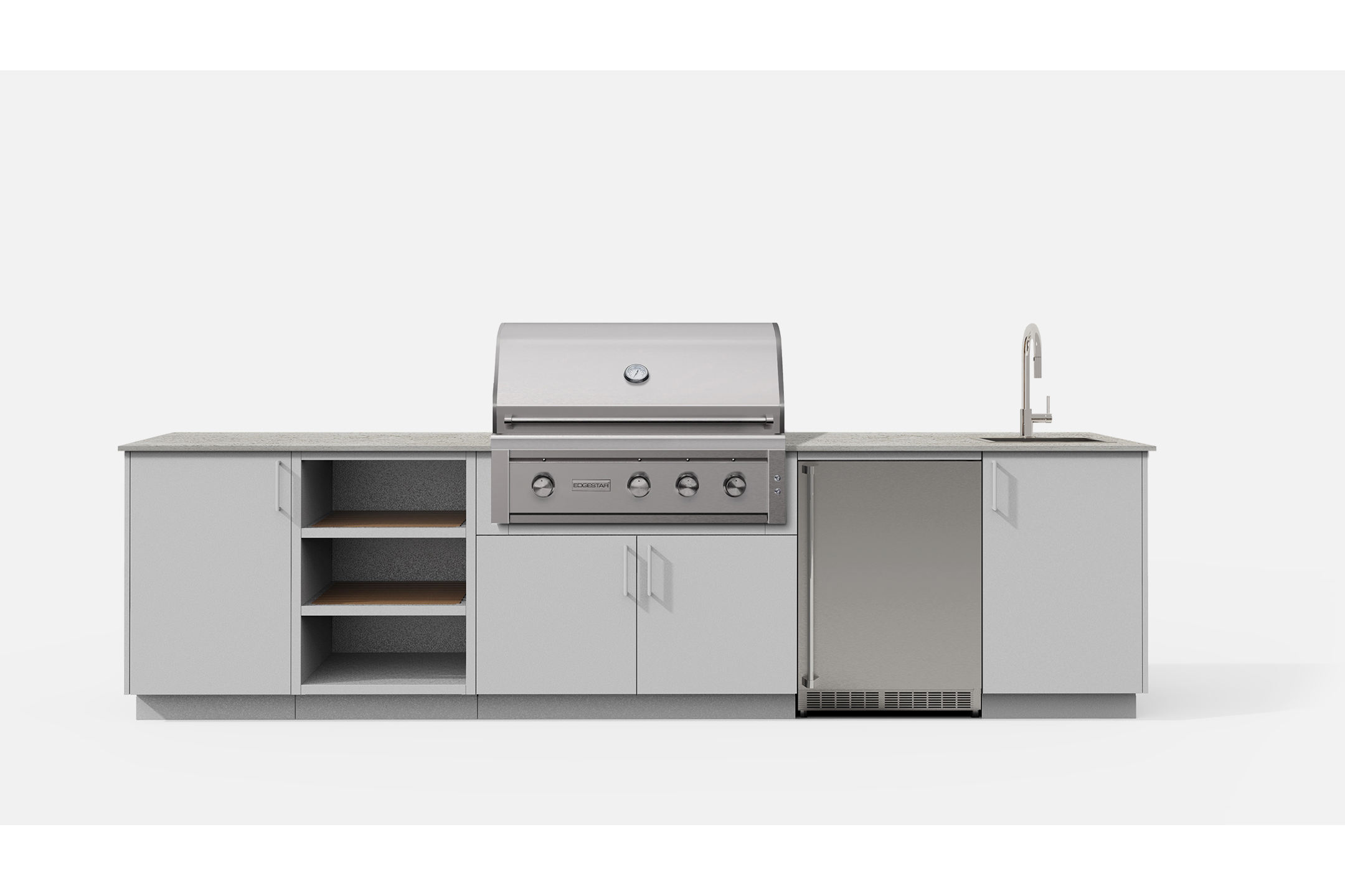 Urban Bonfire CIRRUS36-H CIRRUS36 Outdoor Kitchen Layout. CHANTILLY NACRAE powdercoated thick gauge alumi