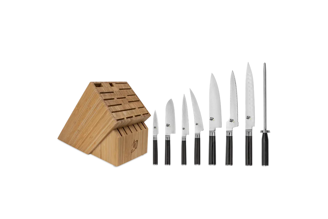 Shun DMS0934 | Classic 9 Pc Chef's Choice Block Set | Paring 3.5" Santoku 5"