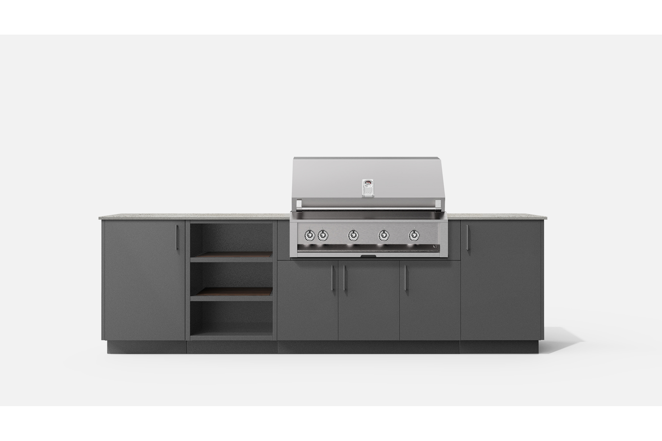 Urban Bonfire DAWN42-A DAWN42 Outdoor Kitchen Layout.  ANTHRACITE NACRAE powdercoated thick gauge alumi