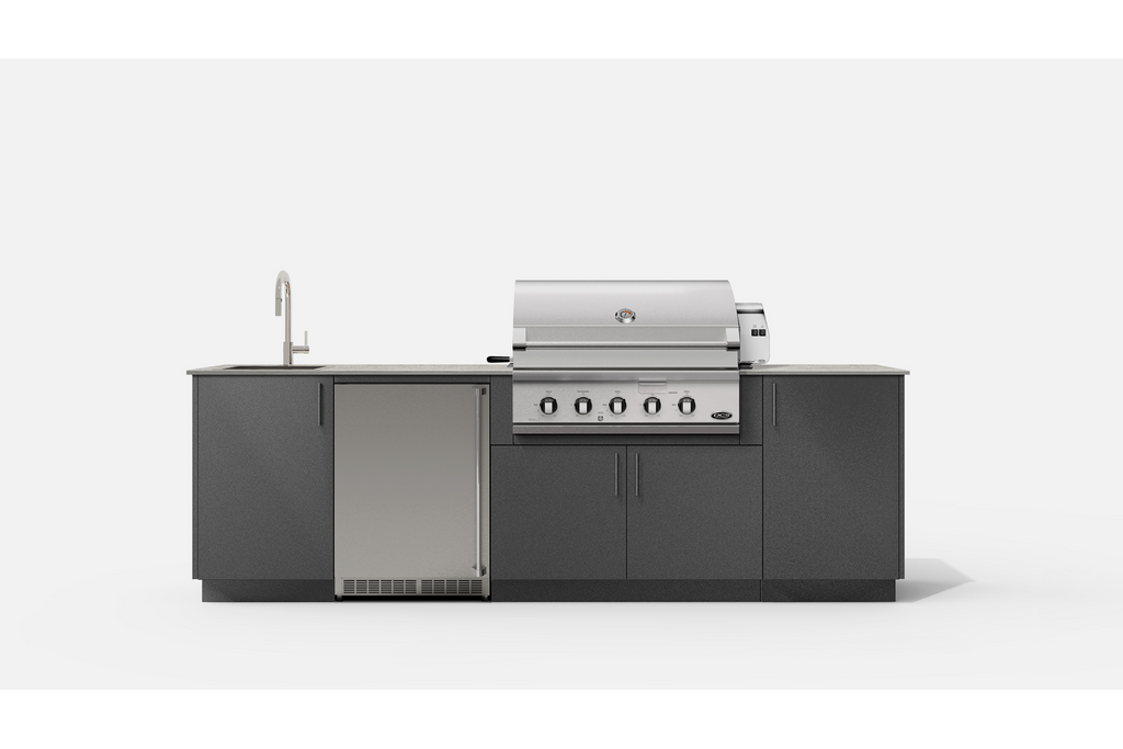 Urban Bonfire DEW36-A DEW36 Outdoor Kitchen Layout.  ANTHRACITE NACRAE powdercoated thick gauge alumin