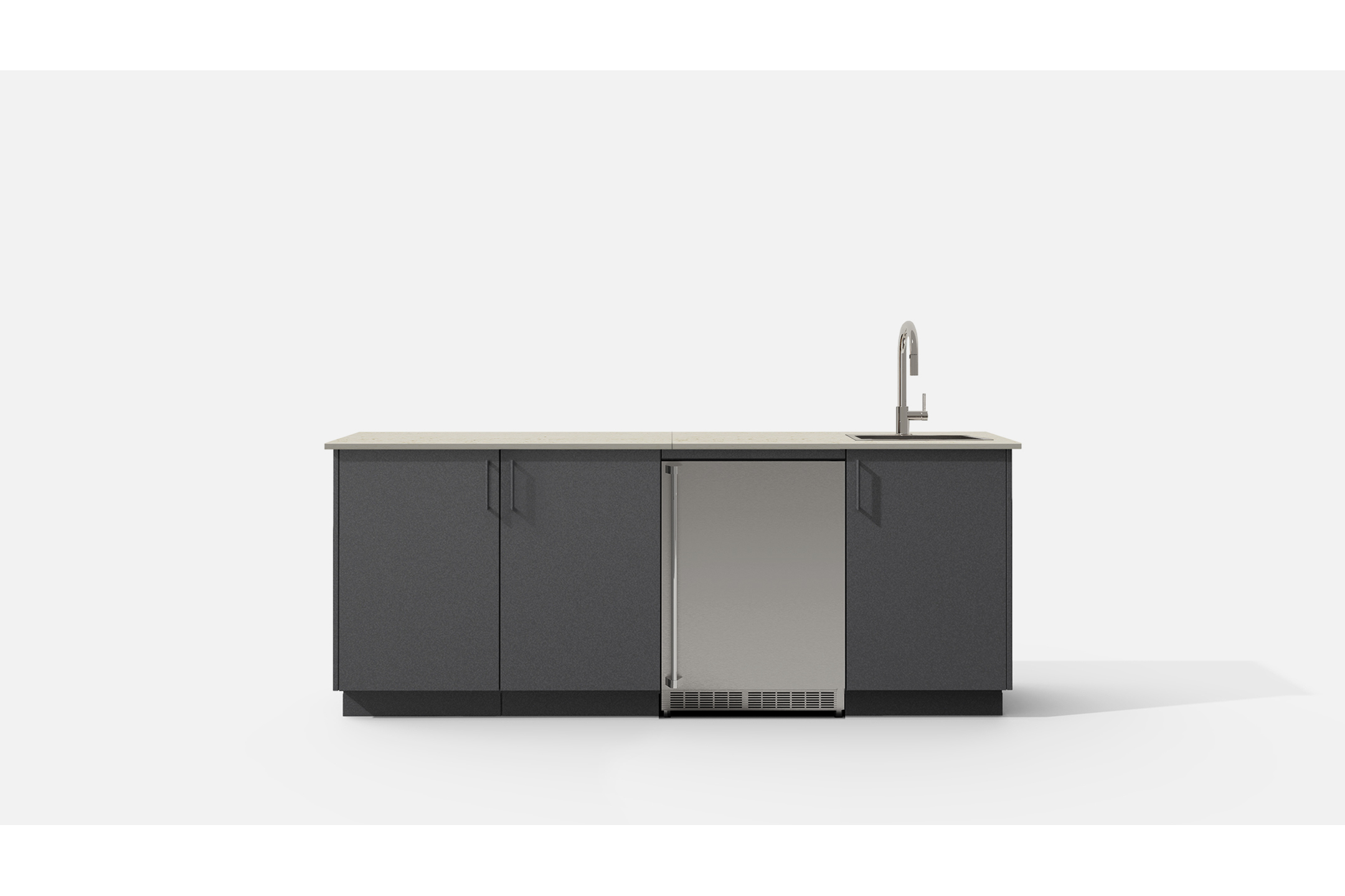 Urban Bonfire LAGOON-A LAGOON Outdoor Kitchen Layout.  ANTHRACITE NACRAE powdercoated thick gauge alumi