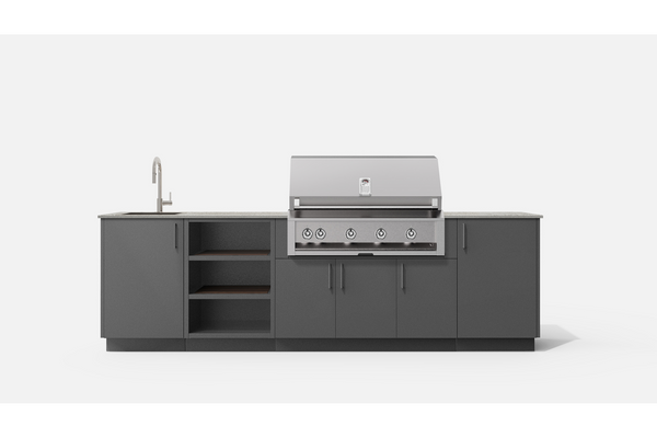 Urban Bonfire MEADOW42-A MEADOW42 Outdoor Kitchen Layout.  ANTHRACITE NACRAE powdercoated thick gauge alu