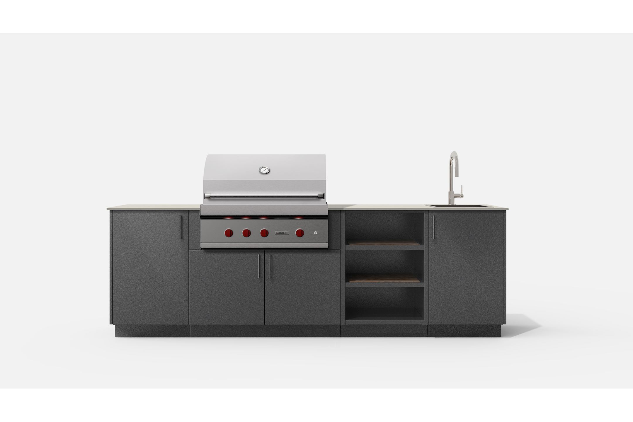 Urban Bonfire MIST36-A MIST36 Outdoor Kitchen Layout.  ANTHRACITE NACRAE powdercoated thick gauge alumi