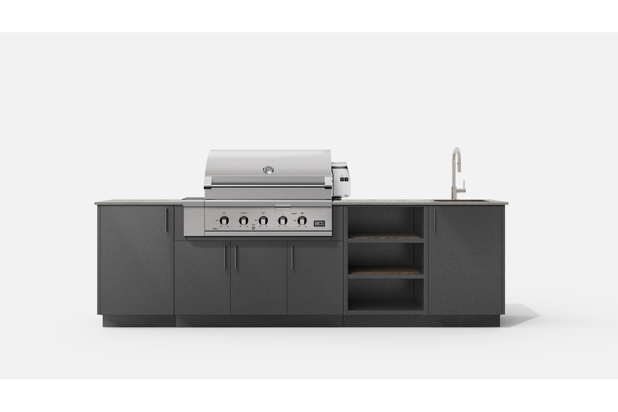 Urban Bonfire MIST42-A MIST42 Outdoor Kitchen Layout.  ANTHRACITE NACRAE powdercoated thick gauge alumi