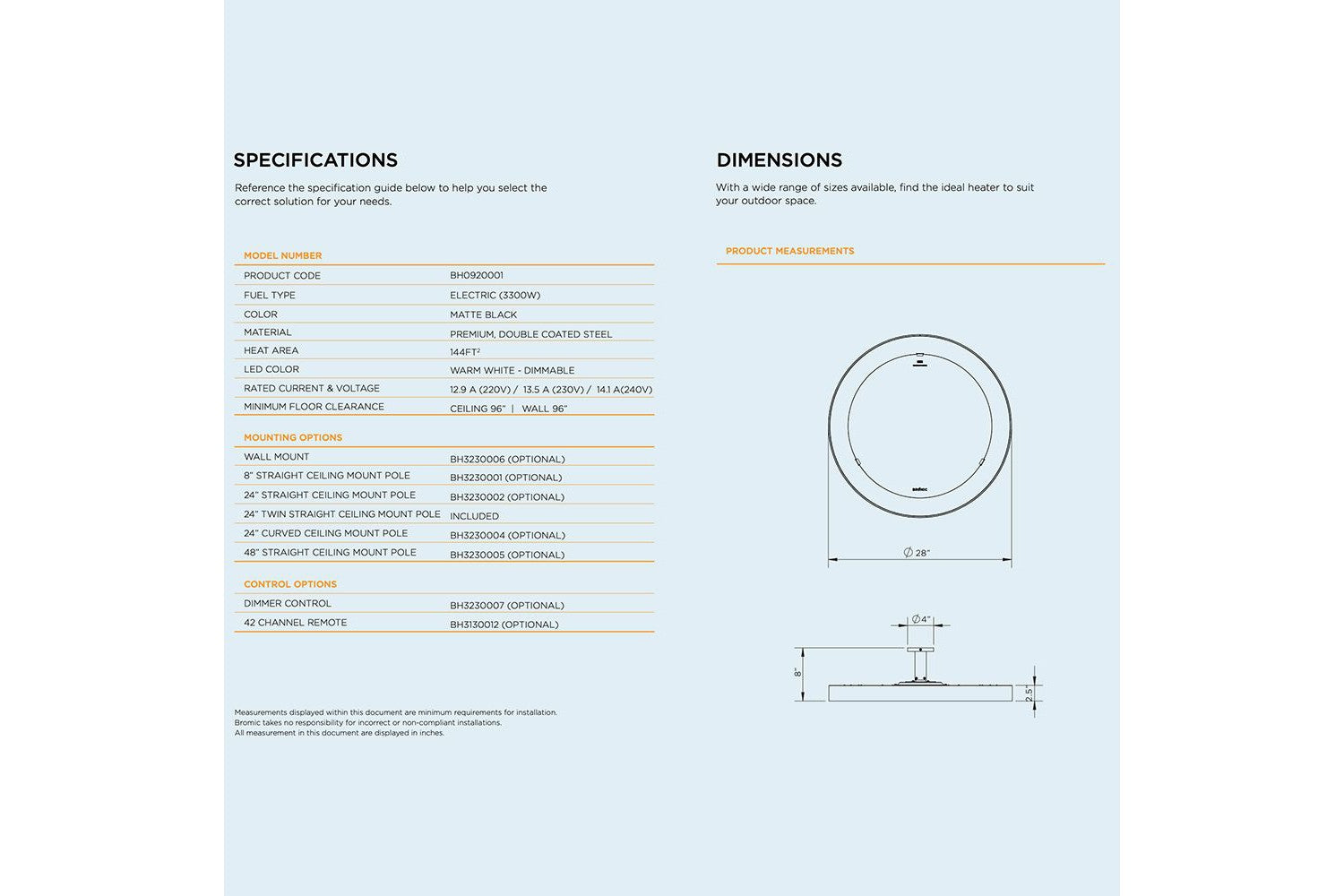 BROMIC Eclipse Smart-Heat Electric Heater | BH0920001-1