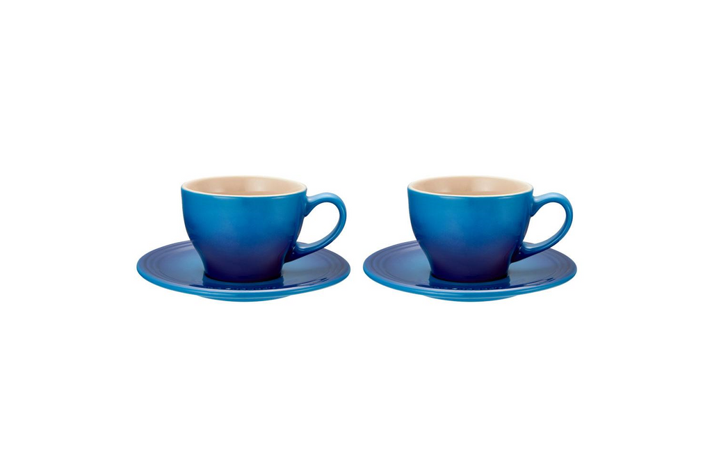 LE CREUSET  PG8000-0592 .2 L Cappuccino Cups and Saucers - Set of 2 Blueberry
