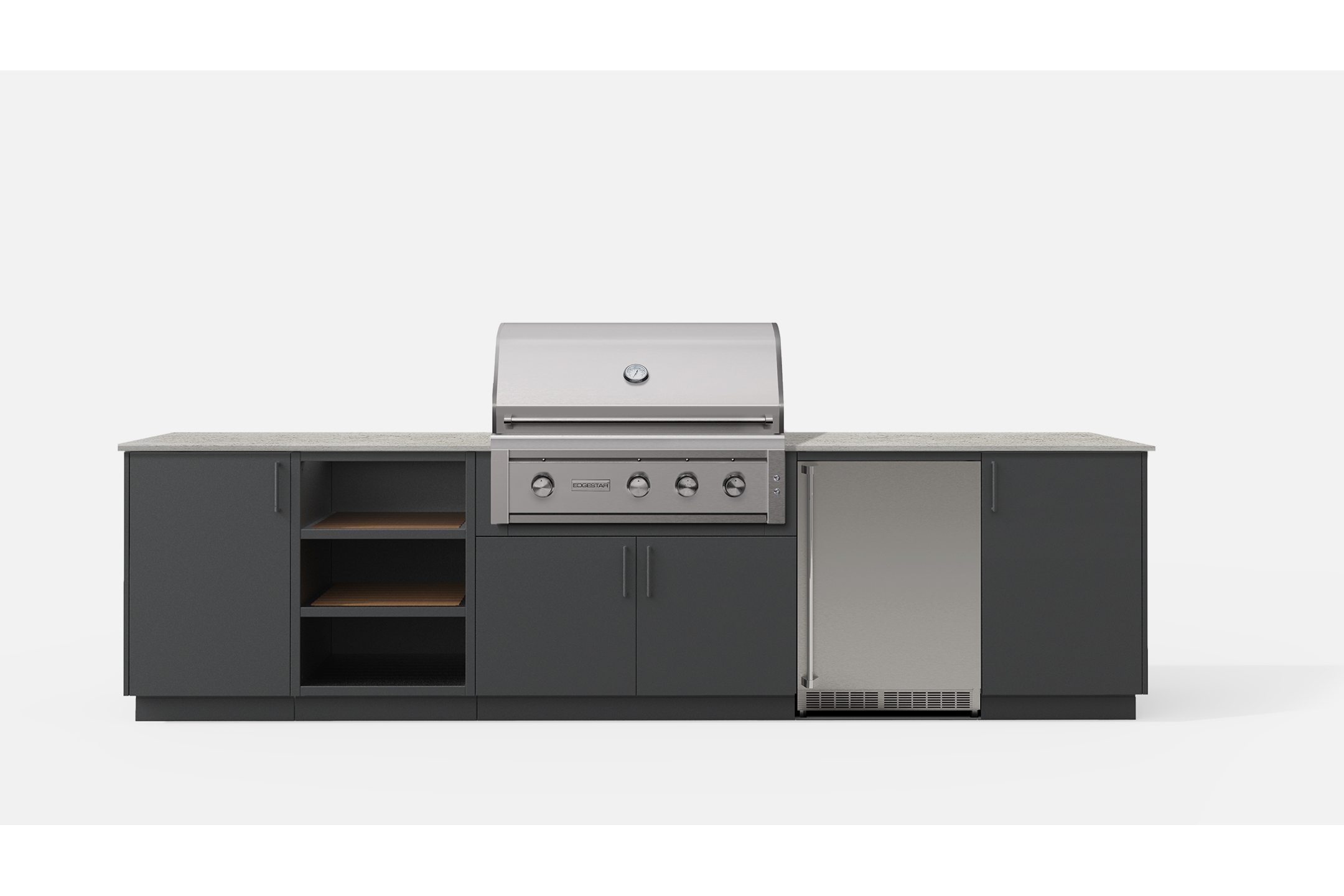 Urban Bonfire RIDGE36-A RIDGE36 Outdoor Kitchen Layout.  ANTHRACITE NACRAE powdercoated thick gauge alum