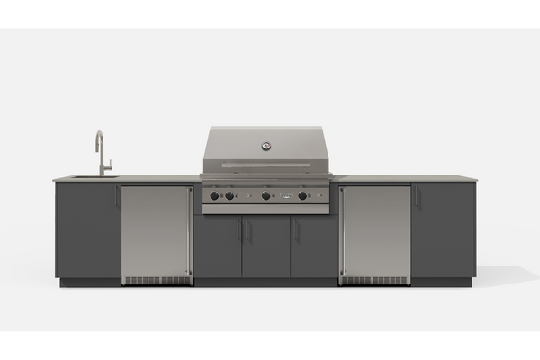 Urban Bonfire SOHO42-A SOHO42 Outdoor Kitchen Layout.  ANTHRACITE NACRAE powdercoated thick gauge alumi