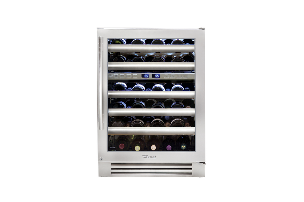 True-Residential TWC-24DZ-R-SG-C Stainless Glass - 5 Pullout Wine, 1 Floor Cradle -  Hinge Right (R)