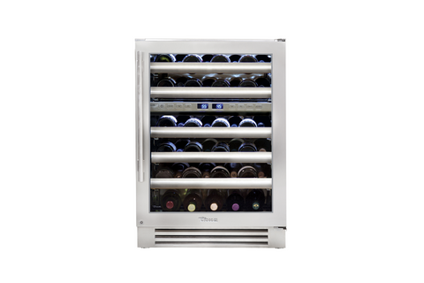 True-Residential TWC-24DZ-R-SG-C Stainless Glass - 5 Pullout Wine, 1 Floor Cradle -  Hinge Right (R)