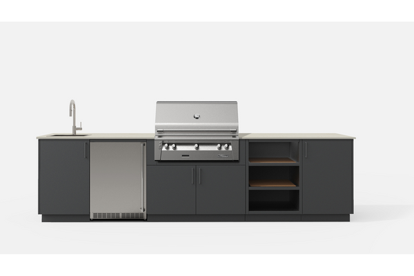 Urban Bonfire TAHOE36-A TAHOE36 Outdoor Kitchen Layout.  ANTHRACITE NACRAE powdercoated thick gauge alum