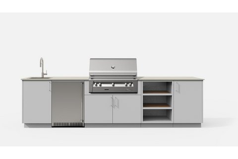 Urban Bonfire TAHOE36-H TAHOE36 Outdoor Kitchen Layout. CHANTILLY NACRAE powdercoated thick gauge alumin