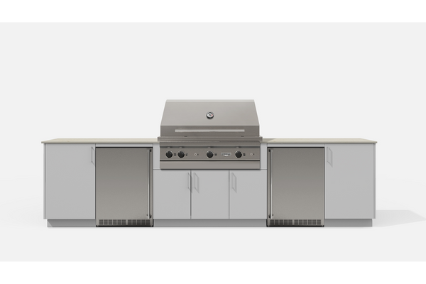 Urban Bonfire TUNDRA42-H TUNDRA42 Outdoor Kitchen Layout. CHANTILLY NACRAE powdercoated thick gauge alumi