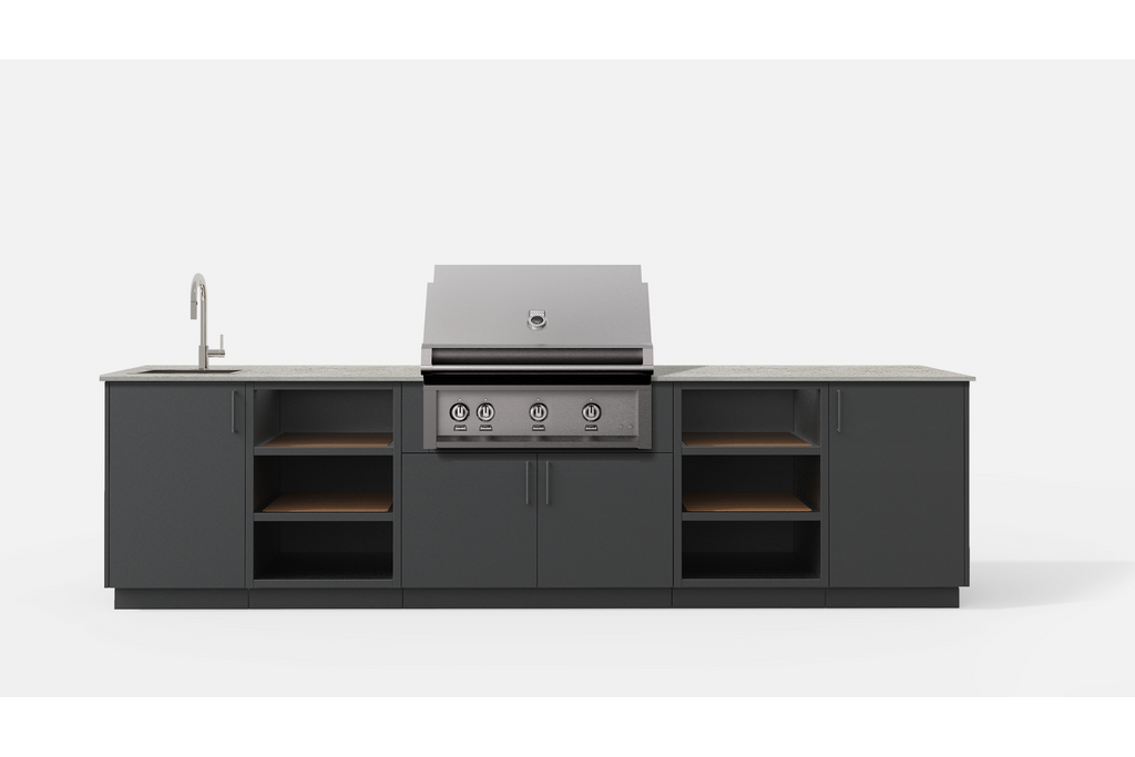 Urban Bonfire TWILIGHT36-A TWILIGHT36 Outdoor Kitchen Layout.  ANTHRACITE NACRAE powdercoated thick gauge a