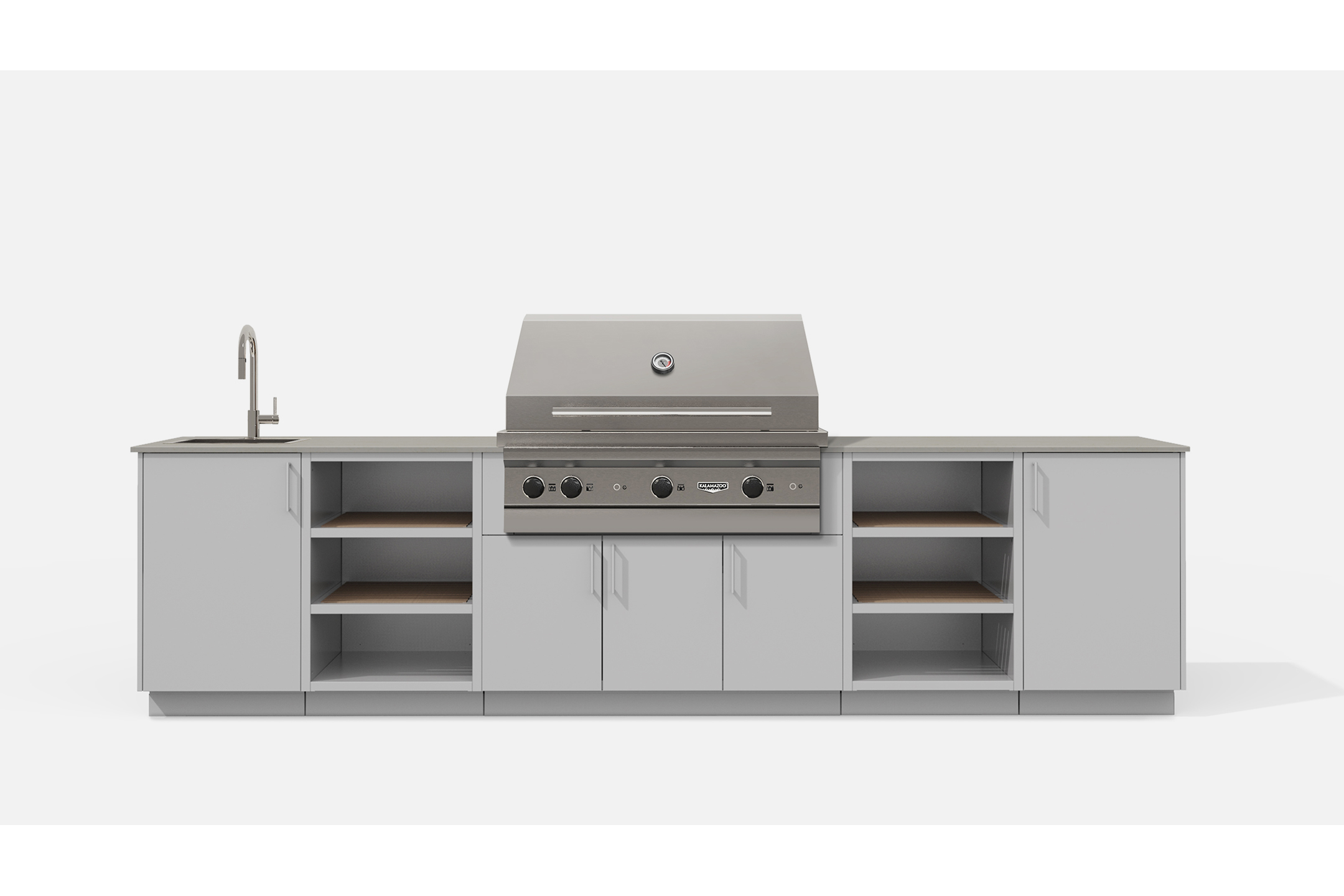 Urban Bonfire TWILIGHT42-H TWILIGHT42 Outdoor Kitchen Layout. CHANTILLY NACRAE powdercoated thick gauge alu