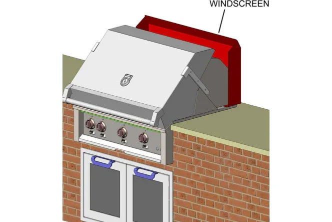 Aspire AGWS30 | Hestan 42" Windscreen | Outdoor Kitchen Accessory