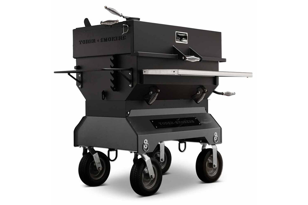 Yoder A48641 24 x 36" Charcoal Grill on Comp Cart (Orange/Black/Silver) + 5-Position Adjustab