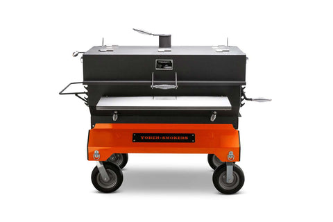 Yoder A48340 24 x 48 Charcoal Grill on Comp Cart (Orange/Black/Silver) + 5-Position Adjustabl