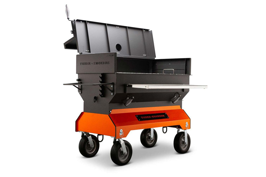 Yoder A48340 24 x 48 Charcoal Grill on Comp Cart (Orange/Black/Silver) + 5-Position Adjustabl